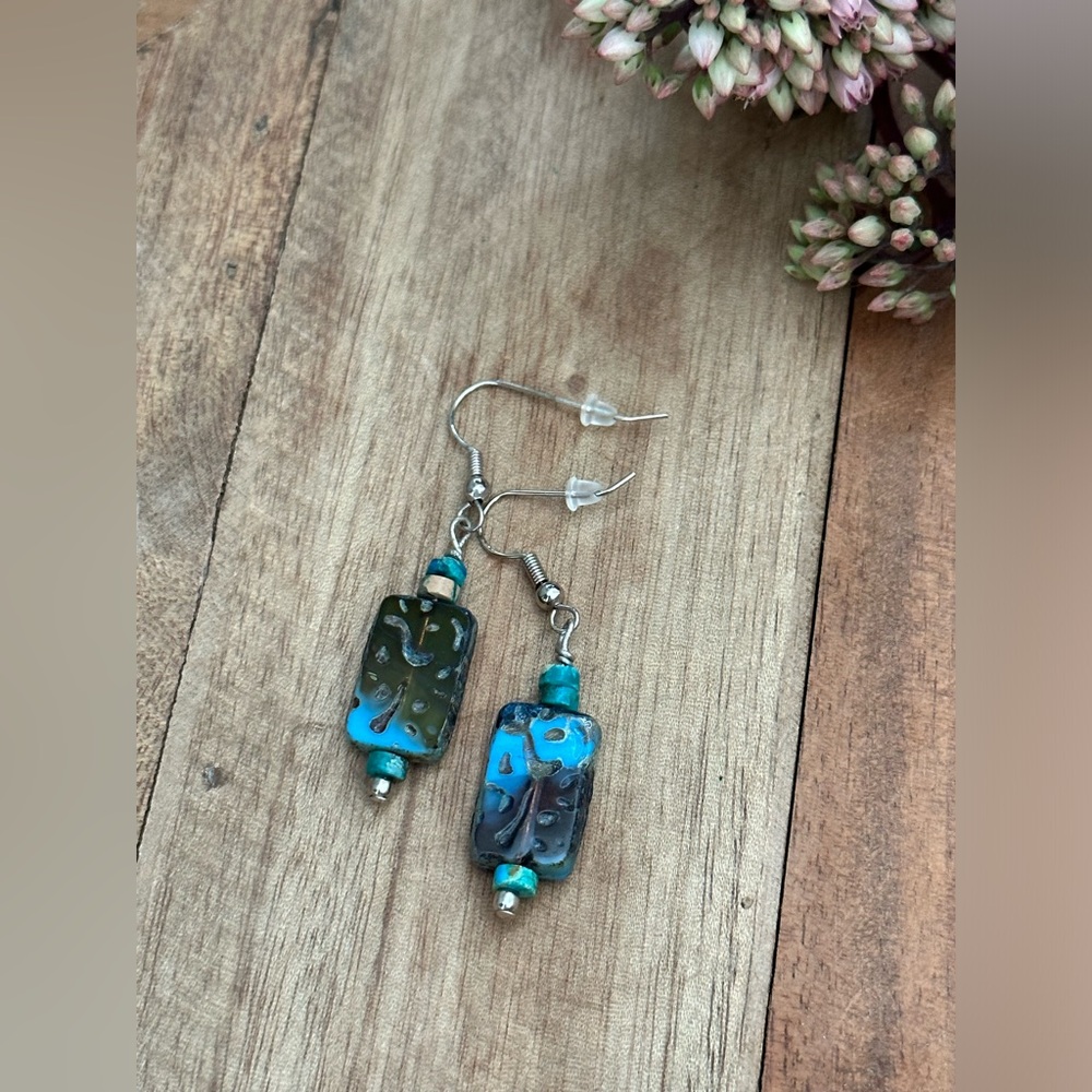 Beautiful Blue Agate Stone Earrings